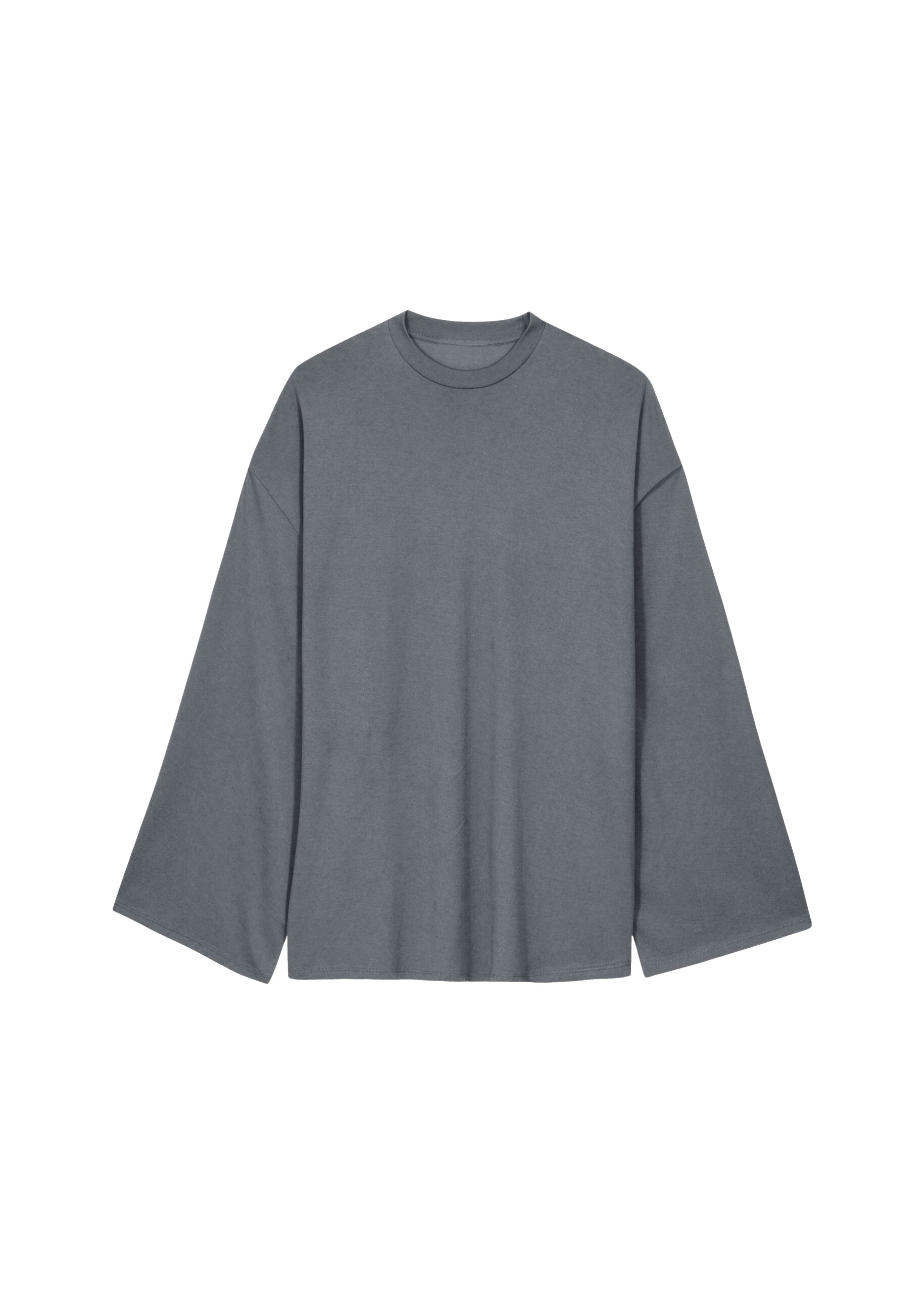 The Frankie Shop Rio Oversized Sleeve Tee - Dark Grey Melange - Oversized Minimalist Tops in Grey - Shop at Luxury Shoes 