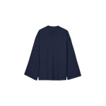 The Frankie Shop Rio Oversized Sleeve Tee - Dark Navy - Oversized Minimalist Tops in Blue - Shop at Luxury Shoes 