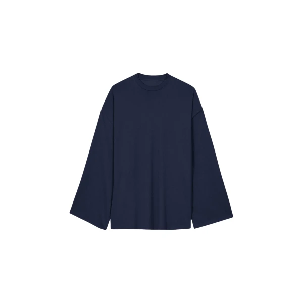 The Frankie Shop Rio Oversized Sleeve Tee - Dark Navy - Oversized Minimalist Tops in Blue - Shop at Luxury Shoes 
