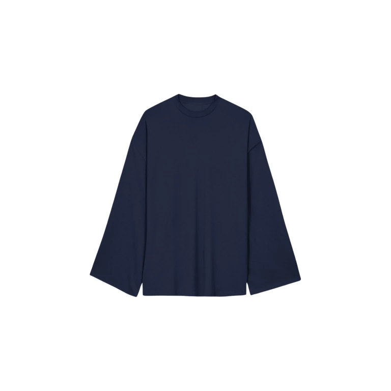 The Frankie Shop Rio Oversized Sleeve Tee - Dark Navy - Oversized Minimalist Tops in Blue - Shop at Luxury Shoes 