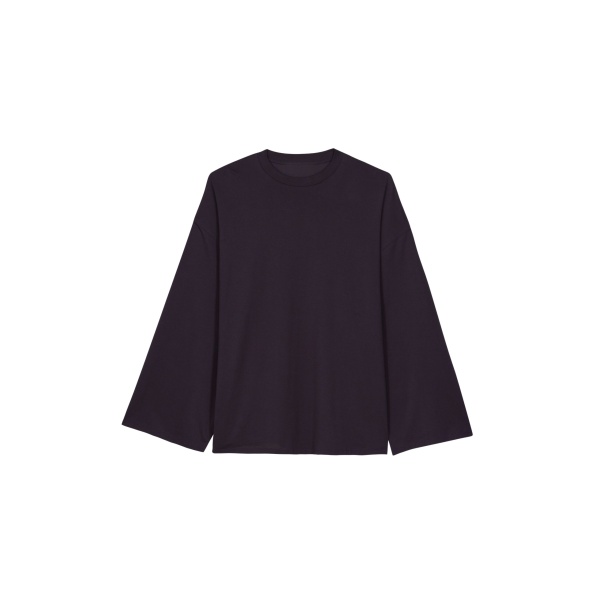 The Frankie Shop Rio Oversized Sleeve Tee - Dark Plum - Oversized Minimalist Tops in Purple - Shop at Luxury Shoes 