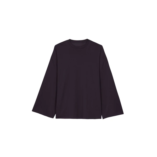 The Frankie Shop Rio Oversized Sleeve Tee - Dark Plum - Oversized Minimalist Tops in Purple - Shop at Luxury Shoes 