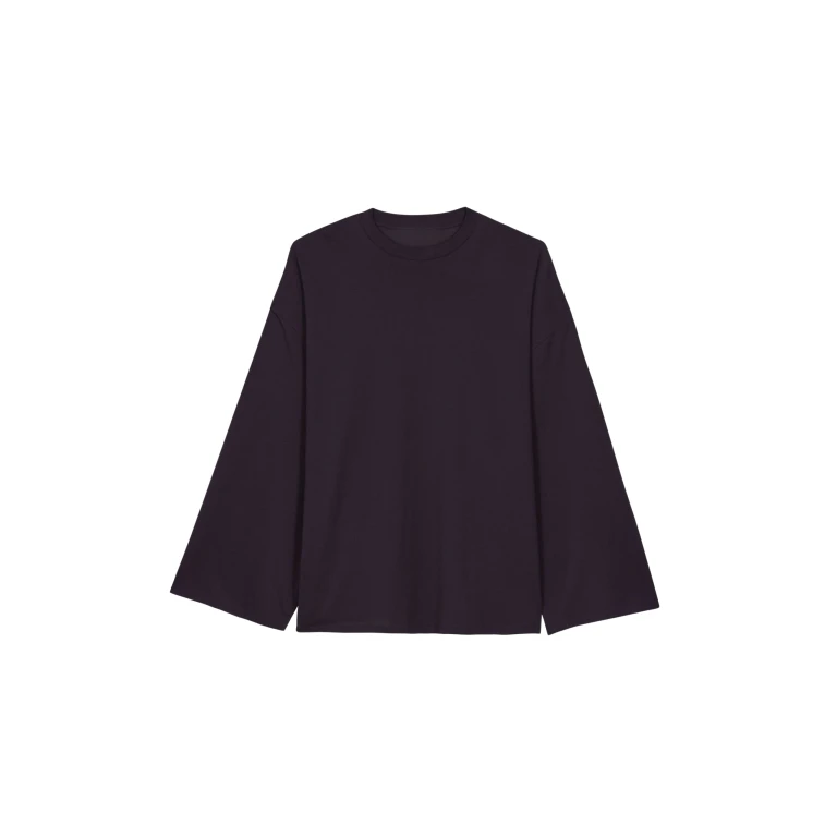 The Frankie Shop Rio Oversized Sleeve Tee - Dark Plum - Oversized Minimalist Tops in Purple - Shop at Luxury Shoes 
