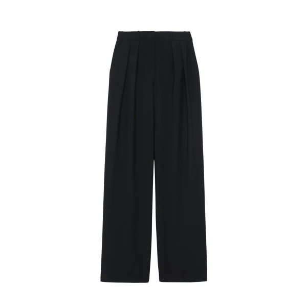 The Frankie Shop Ripley Pleated Trousers - Black - Oversized Minimalist Pants in Black - Shop at Luxury Shoes 