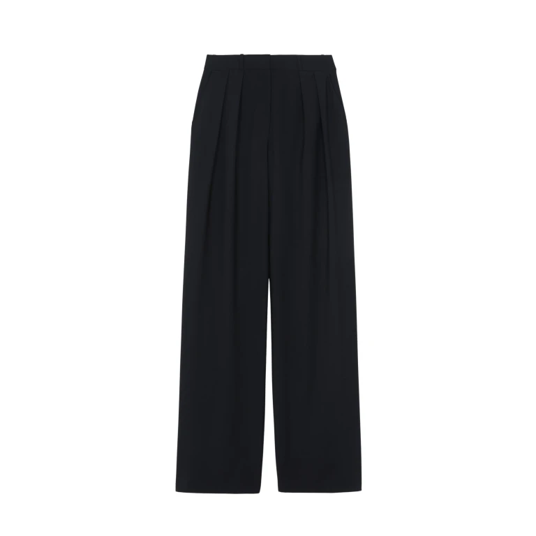 The Frankie Shop Ripley Pleated Trousers - Black - Oversized Minimalist Pants in Black - Shop at Luxury Shoes 
