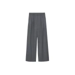 The Frankie Shop Ripley Pleated Trousers - Grey Melange - Oversized Minimalist Pants in Grey - Shop at Luxury Shoes 