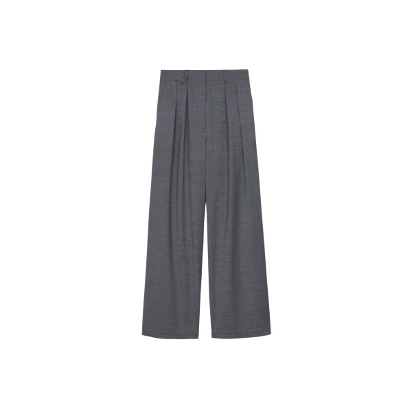 The Frankie Shop Ripley Pleated Trousers - Grey Melange - Oversized Minimalist Pants in Grey - Shop at Luxury Shoes 