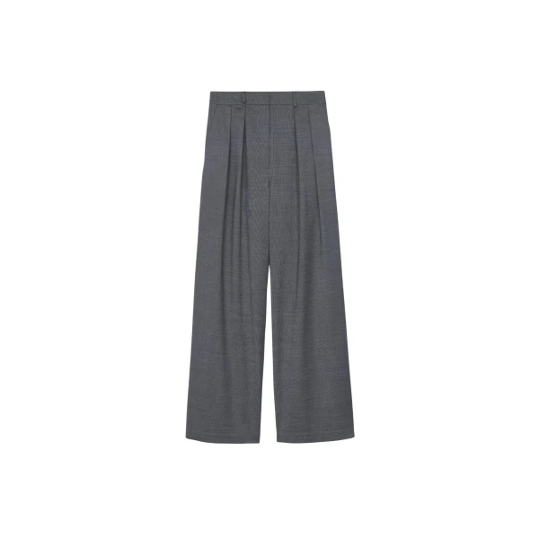 The Frankie Shop Ripley Pleated Trousers - Grey Melange - Oversized Minimalist Pants in Grey - Shop at Luxury Shoes 