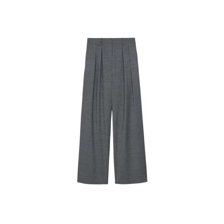 The Frankie Shop Ripley Pleated Trousers - Grey Melange - Oversized Minimalist Pants in Grey - Shop at Luxury Shoes 