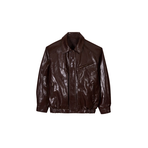 The Frankie Shop Risner Faux Leather Jacket - Burgundy - Oversized Minimalist Jackets in Red - Shop at Luxury Shoes 