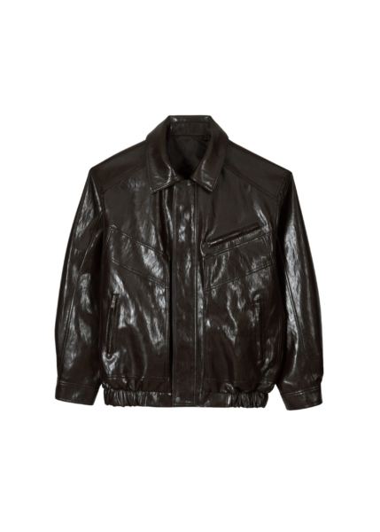 The Frankie Shop Risner Faux Leather Jacket - Dark Brown - Oversized Minimalist Jackets in Beige - Shop at Luxury Shoes 
