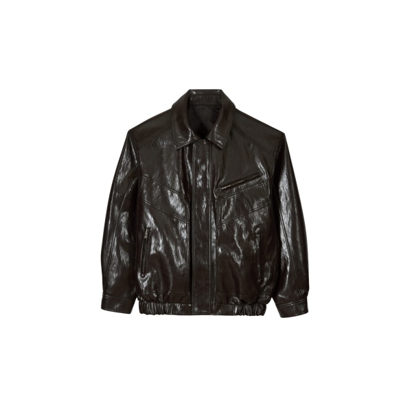 The Frankie Shop Risner Faux Leather Jacket - Dark Brown - Oversized Minimalist Jackets in Beige - Shop at Luxury Shoes 