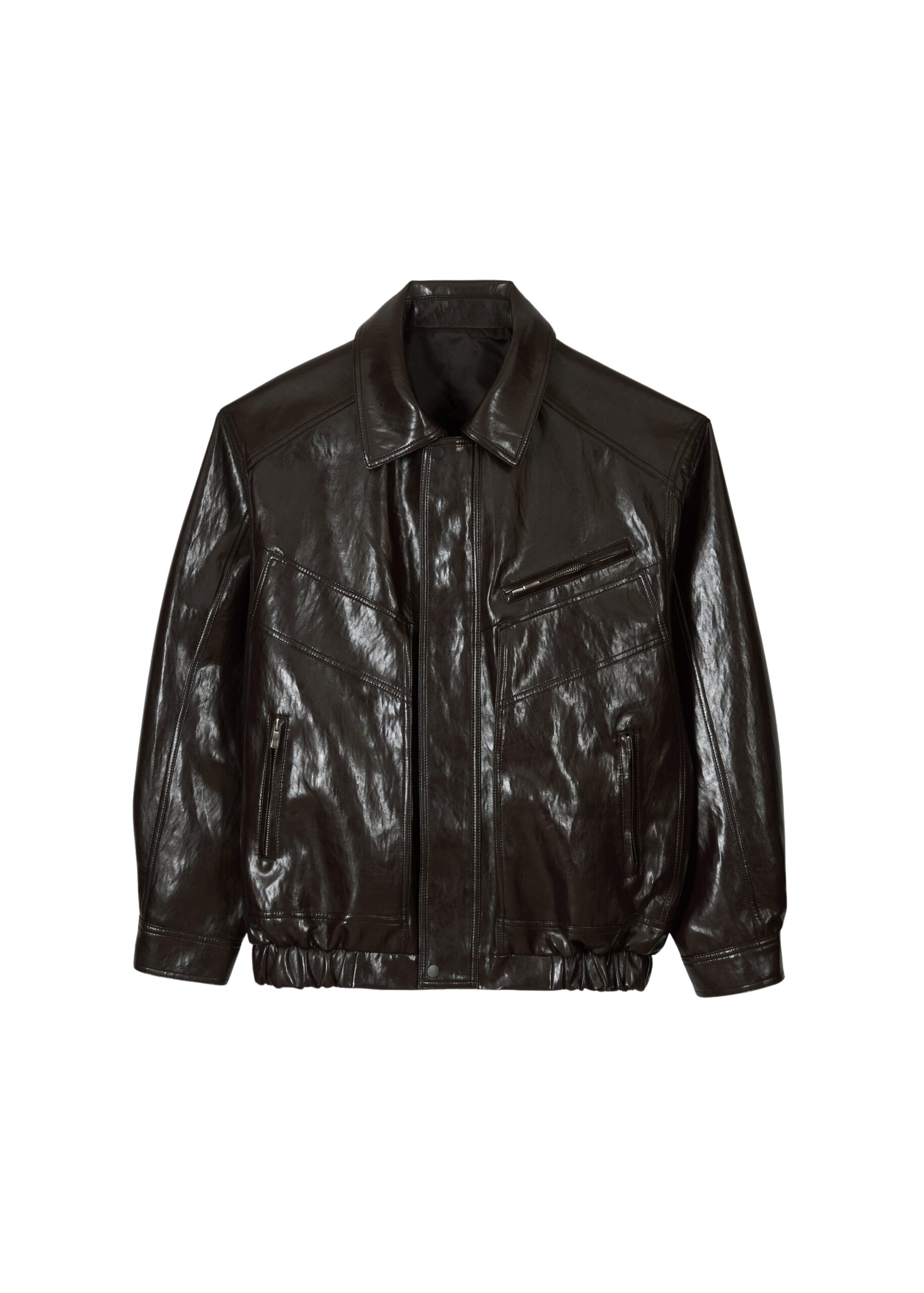 The Frankie Shop Risner Faux Leather Jacket - Dark Brown - Oversized Minimalist Jackets in Beige - Shop at Luxury Shoes 