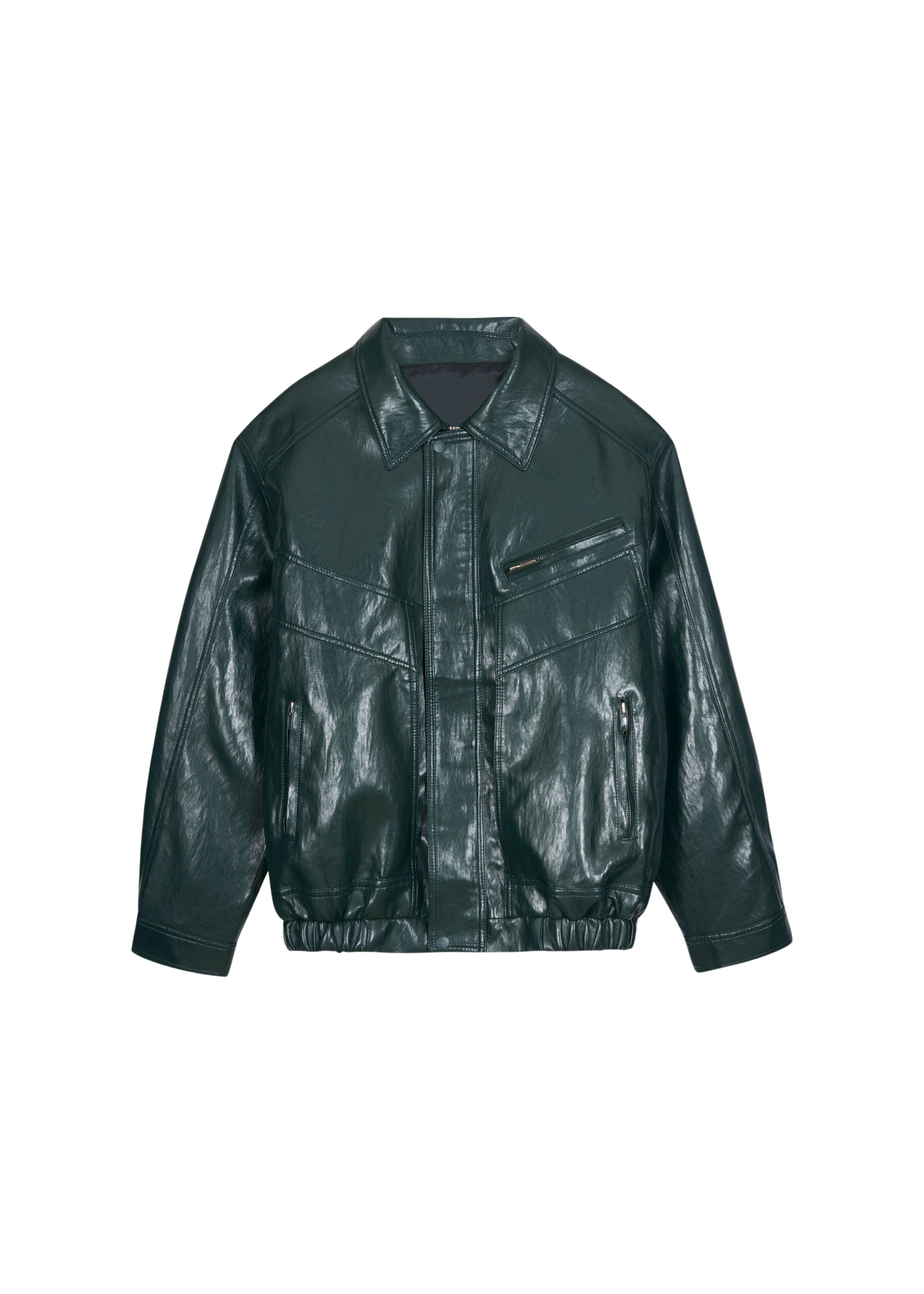 The Frankie Shop Risner Faux Leather Jacket – Deep Green
