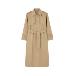 The Frankie Shop Riva Cotton Trench Coat - Camel - Oversized Minimalist Coats in Beige - Shop at Luxury Shoes 