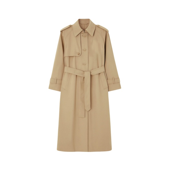 The Frankie Shop Riva Cotton Trench Coat - Camel - Oversized Minimalist Coats in Beige - Shop at Luxury Shoes 