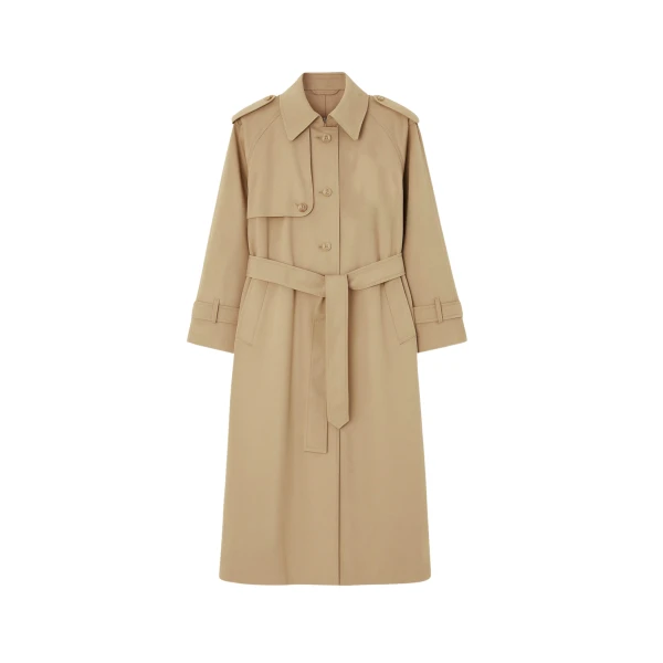 The Frankie Shop Riva Cotton Trench Coat - Camel - Oversized Minimalist Coats in Beige - Shop at Luxury Shoes 