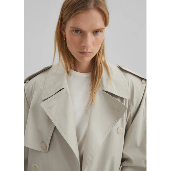 The Frankie Shop Riva Cotton Trench Coat - Light Beige - Oversized Minimalist Coats in Beige - Shop at Luxury Shoes 