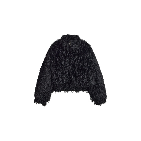 The Frankie Shop Rivee Faux Fur Pullover - Black - Oversized Minimalist Tops in Black - Shop at Luxury Shoes 