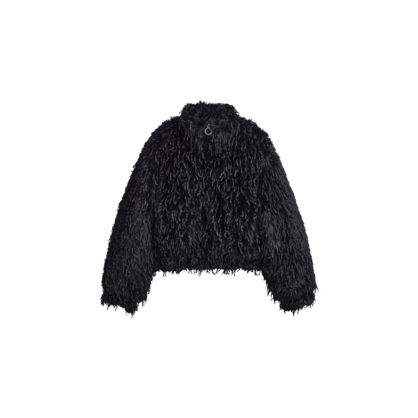 The Frankie Shop Rivee Faux Fur Pullover - Black - Oversized Minimalist Tops in Black - Shop at Luxury Shoes 