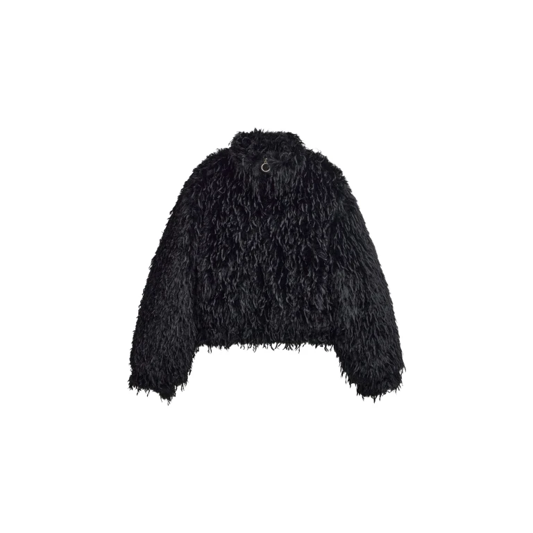 The Frankie Shop Rivee Faux Fur Pullover - Black - Oversized Minimalist Tops in Black - Shop at Luxury Shoes 