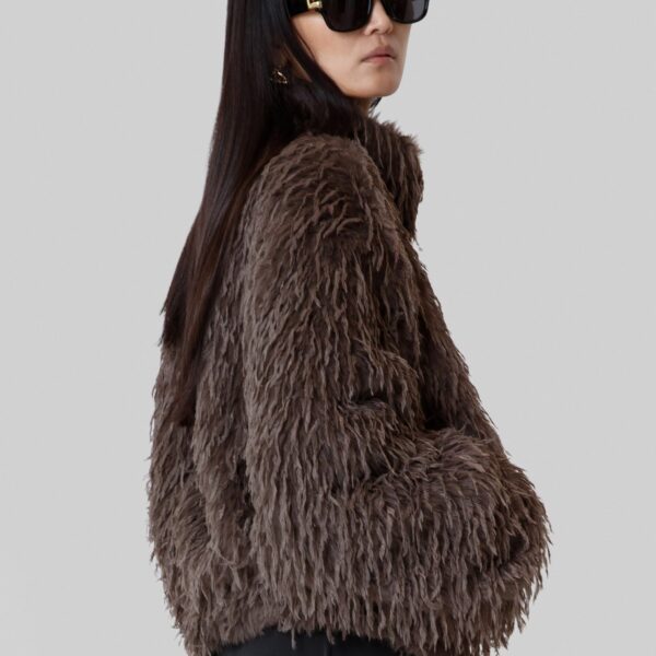 The Frankie Shop Rivee Faux Fur Pullover – Brown Top, view 5