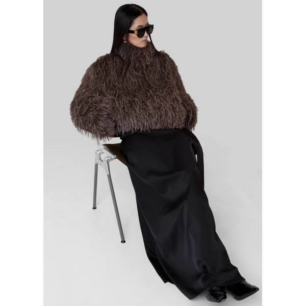 The Frankie Shop Rivee Faux Fur Pullover - Brown - Oversized Minimalist Tops in Beige - Shop at Luxury Shoes 