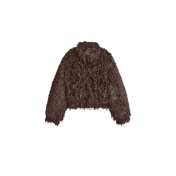 The Frankie Shop Rivee Faux Fur Pullover - Brown - Oversized Minimalist Tops in Beige - Shop at Luxury Shoes 