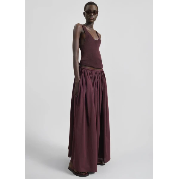 The Frankie Shop Rivo Knit Tank Top - Burgundy - Oversized Minimalist Tops in Red - Shop at Luxury Shoes 