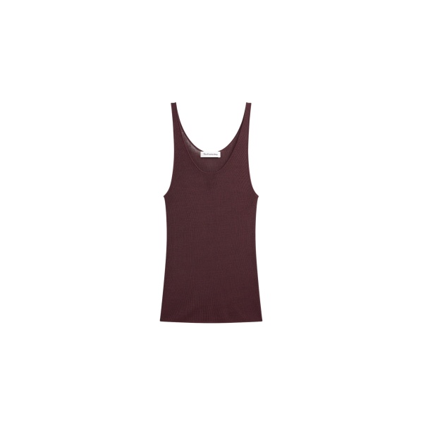 The Frankie Shop Rivo Knit Tank Top - Burgundy - Oversized Minimalist Tops in Red - Shop at Luxury Shoes 