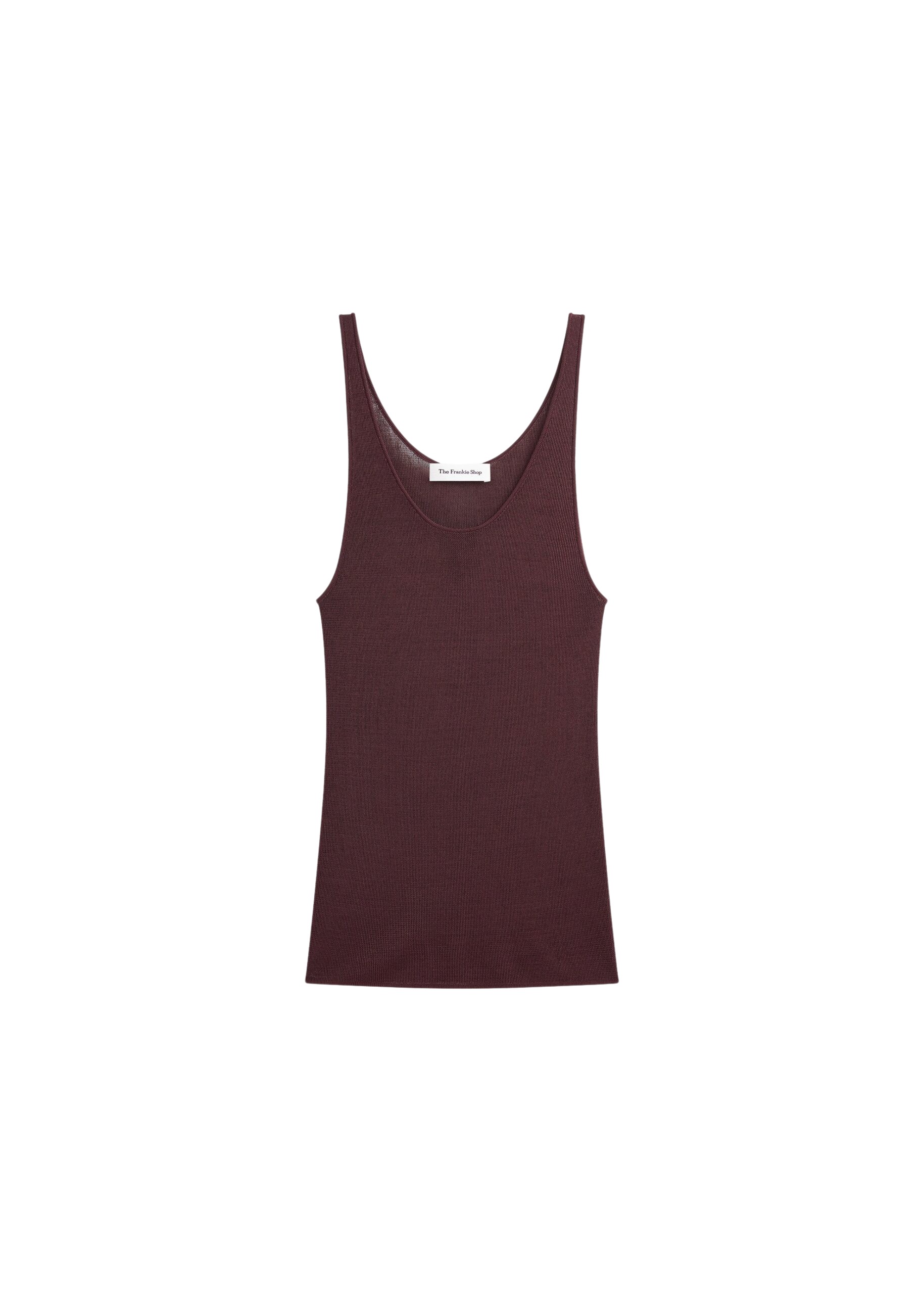 The Frankie Shop Rivo Knit Tank Top - Burgundy - Oversized Minimalist Tops in Red - Shop at Luxury Shoes 