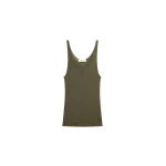 The Frankie Shop Rivo Knit Tank Top - Khaki - Oversized Minimalist Tops in Green - Shop at Luxury Shoes 