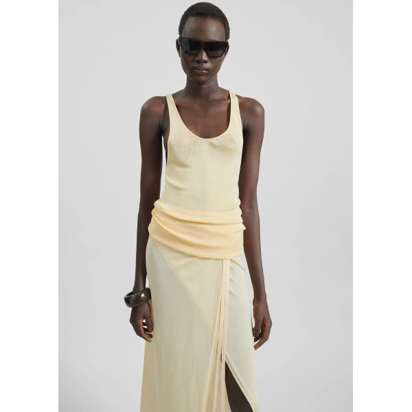 The Frankie Shop Rivo Knit Tank Top - Pale Yellow - Oversized Minimalist Tops in Yellow - Shop at Luxury Shoes 