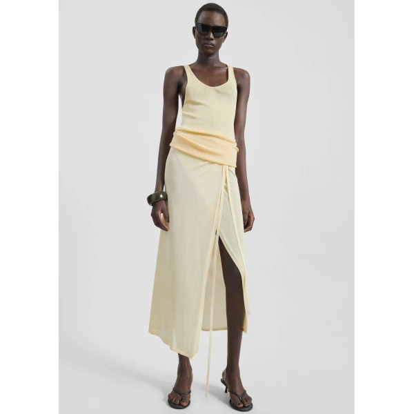The Frankie Shop Rivo Knit Tank Top - Pale Yellow - Oversized Minimalist Tops in Yellow - Shop at Luxury Shoes 
