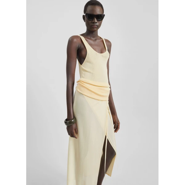 The Frankie Shop Rivo Knit Tank Top - Pale Yellow - Oversized Minimalist Tops in Yellow - Shop at Luxury Shoes 