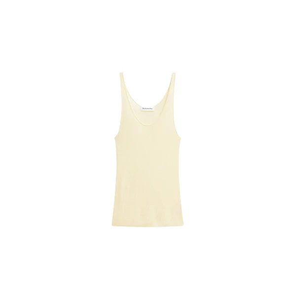 The Frankie Shop Rivo Knit Tank Top - Pale Yellow - Oversized Minimalist Tops in Yellow - Shop at Luxury Shoes 