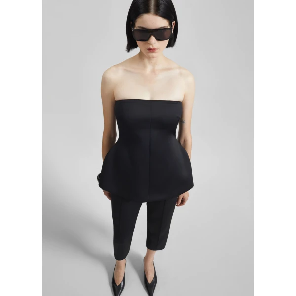 The Frankie Shop Rivoli Hourglass Top - Black - Oversized Minimalist Tops in Black - Shop at Luxury Shoes 