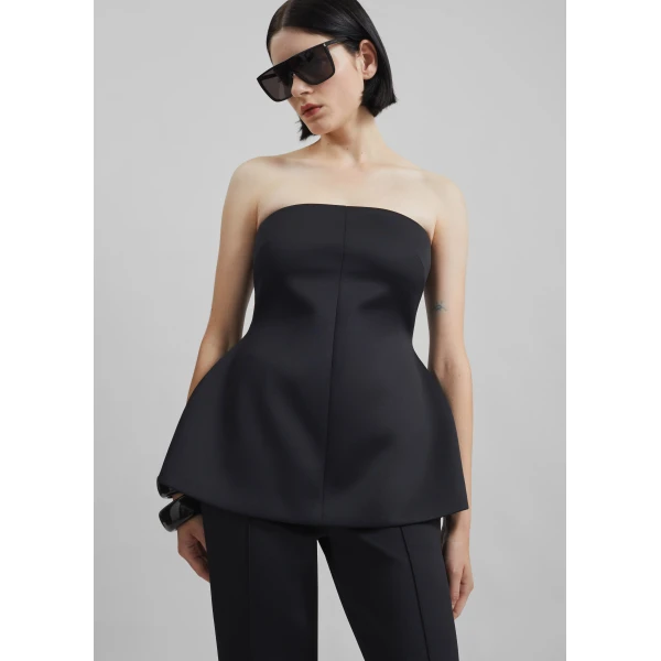 The Frankie Shop Rivoli Hourglass Top - Black - Oversized Minimalist Tops in Black - Shop at Luxury Shoes 