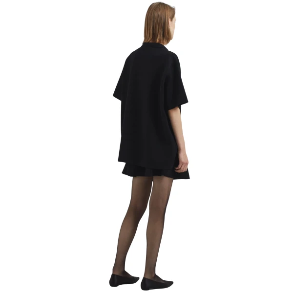 The Frankie Shop Riya Zip-Up Polo - Black - Oversized Minimalist Tops in Black - Shop at Luxury Shoes 