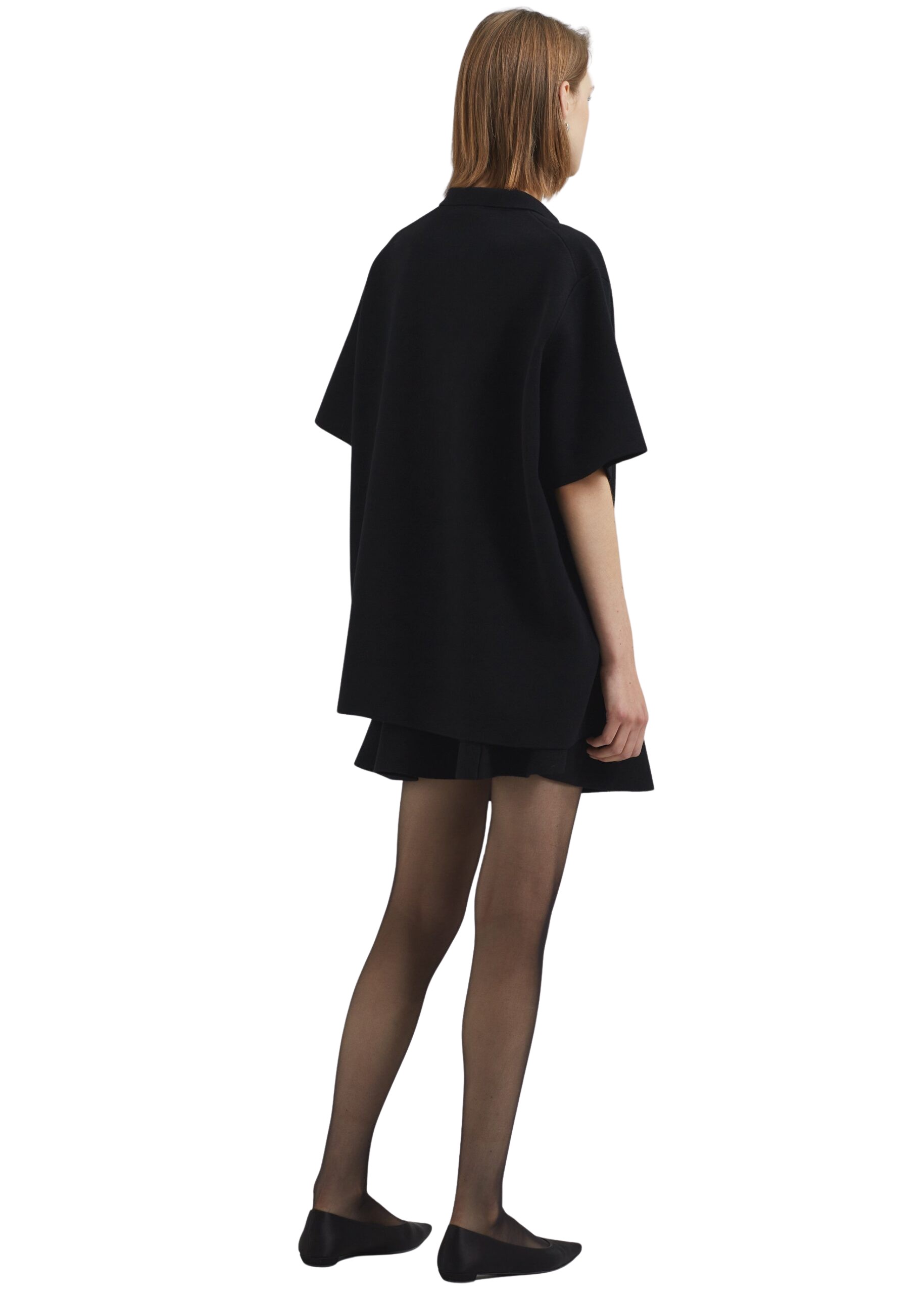 The Frankie Shop Riya Zip-Up Polo - Black - Oversized Minimalist Tops in Black - Shop at Luxury Shoes 