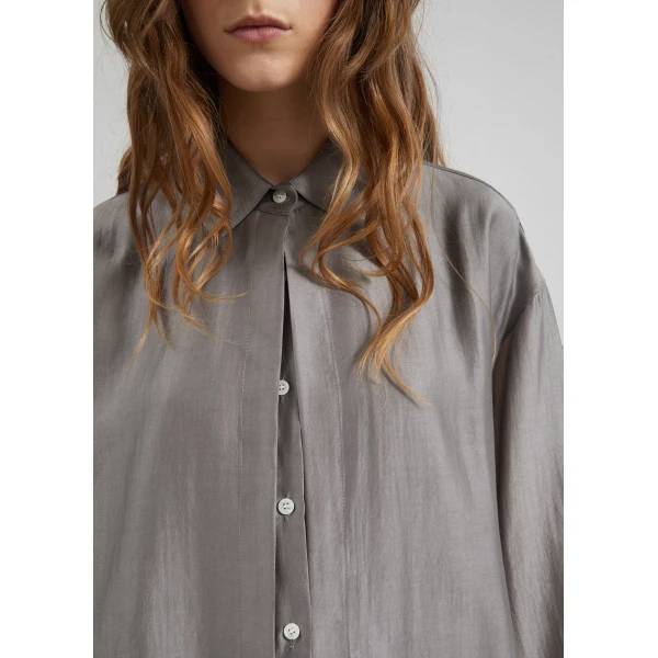 The Frankie Shop Roanne Fluid Double Shirt - Steel Grey - Oversized Minimalist Tops in Grey - Shop at Luxury Shoes 
