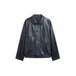 The Frankie Shop Roisin Faux Leather Jacket - Black - Oversized Minimalist Jackets in Black - Shop at Luxury Shoes 
