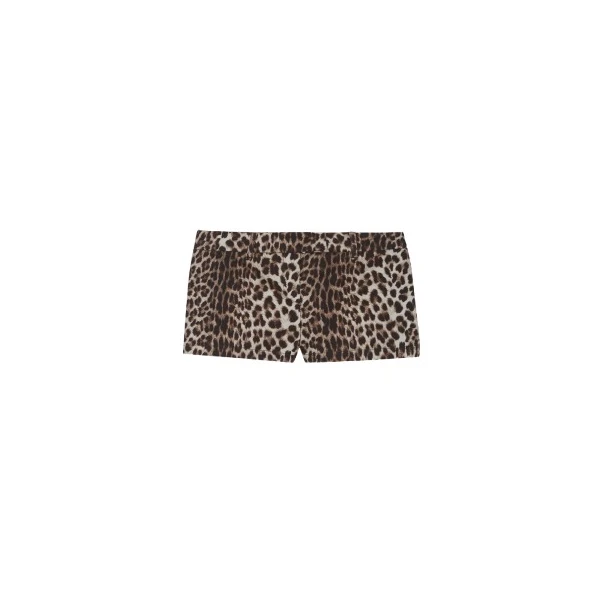 The Frankie Shop Roma Leopard Print Hot Pants - Brown - Oversized Minimalist Shorts in Beige - Shop at Luxury Shoes 