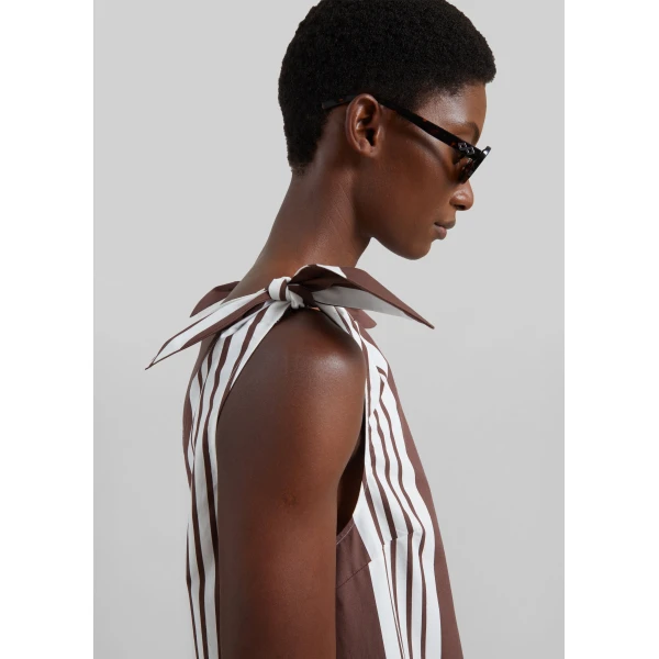 The Frankie Shop Rosie Mini Dress - Choc Stripe - Oversized Minimalist Dresses in Multicolour - Shop at Luxury Shoes 