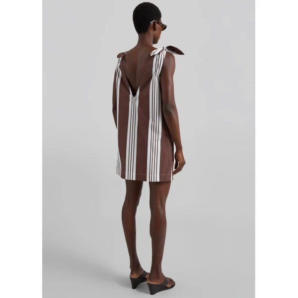 The Frankie Shop Rosie Mini Dress - Choc Stripe - Oversized Minimalist Dresses in Multicolour - Shop at Luxury Shoes 