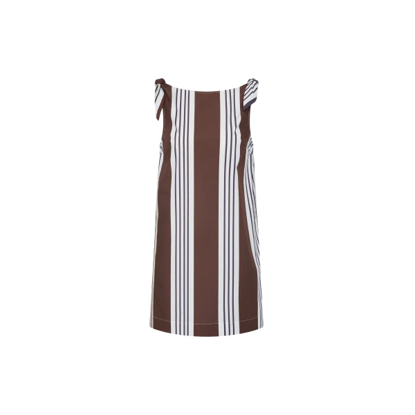 The Frankie Shop Rosie Mini Dress - Choc Stripe - Oversized Minimalist Dresses in Multicolour - Shop at Luxury Shoes 