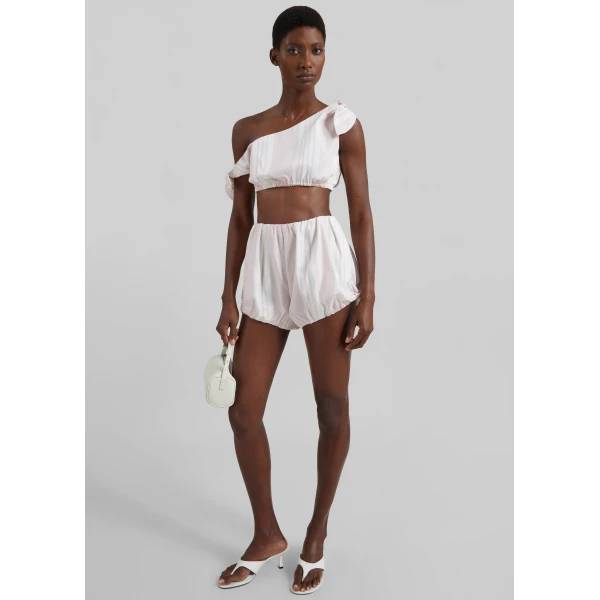 The Frankie Shop Rosie Shorts - Pink Stripe - Oversized Minimalist Shorts in Multicolour - Shop at Luxury Shoes 