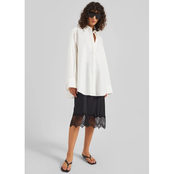 The Frankie Shop Rosyth Lace Midi Skirt - Black - Oversized Minimalist Skirts in Black - Shop at Luxury Shoes 