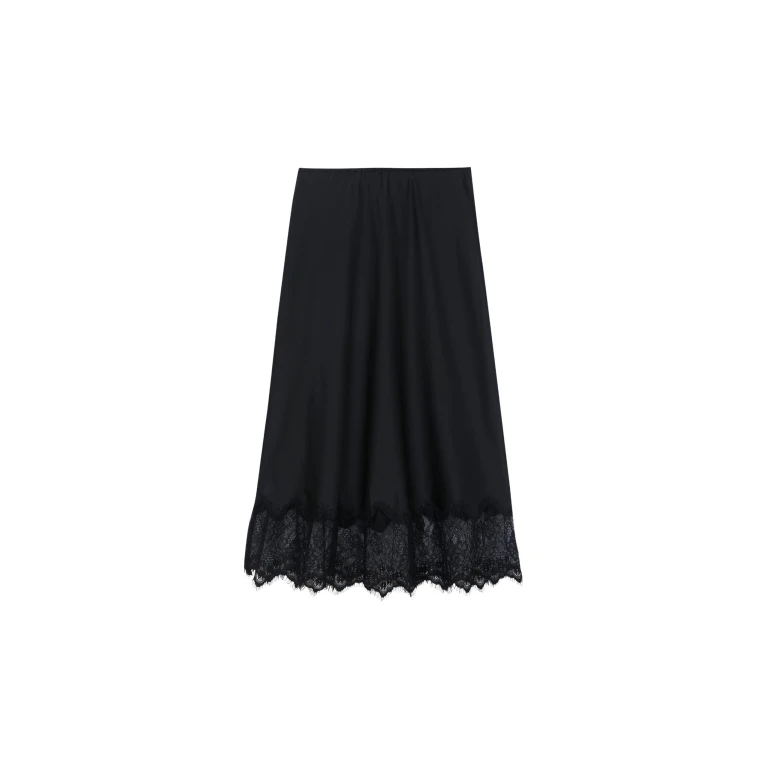 The Frankie Shop Rosyth Lace Midi Skirt - Black - Oversized Minimalist Skirts in Black - Shop at Luxury Shoes 
