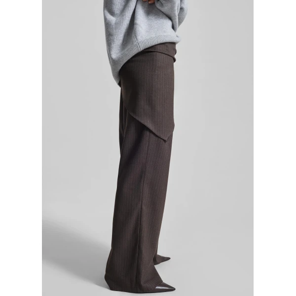 The Frankie Shop Rovigo Scarf Wrap Pants - Brown Stripe - Oversized Minimalist Pants in Multicolour - Shop at Luxury Shoes 